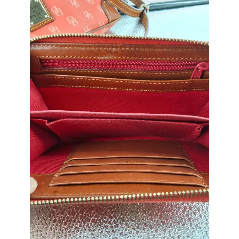 Dooney & Bourke Orange Signature Monogram Crossbody Bag & Wallet Set AS IS